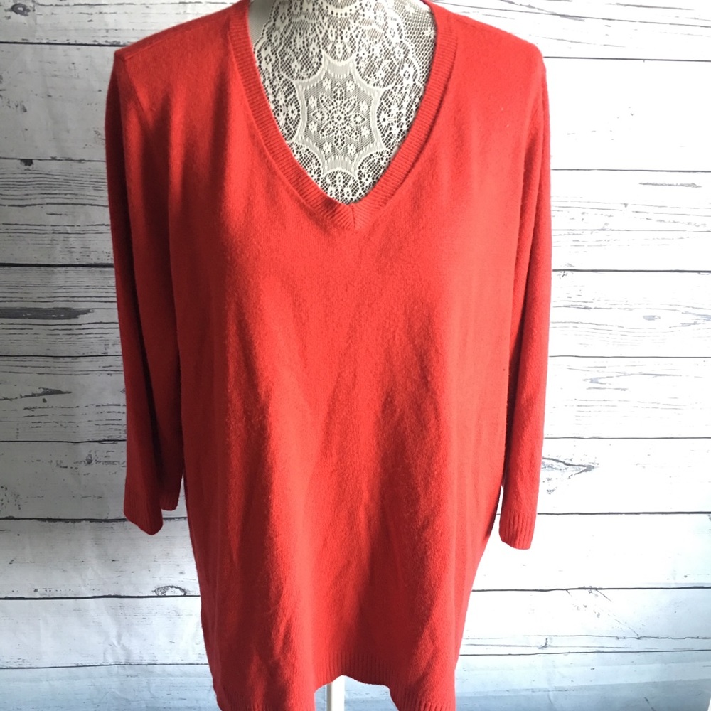 Karen Scott plus size red v neck sweater